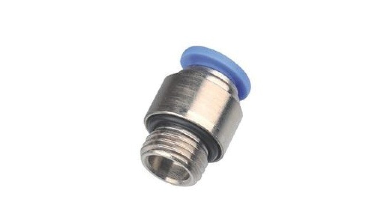 Złączka pneumatyczna wtykowa prosta okrągła do węża fi 10 mm, G 1/4 GZ, mosiądz niklowany