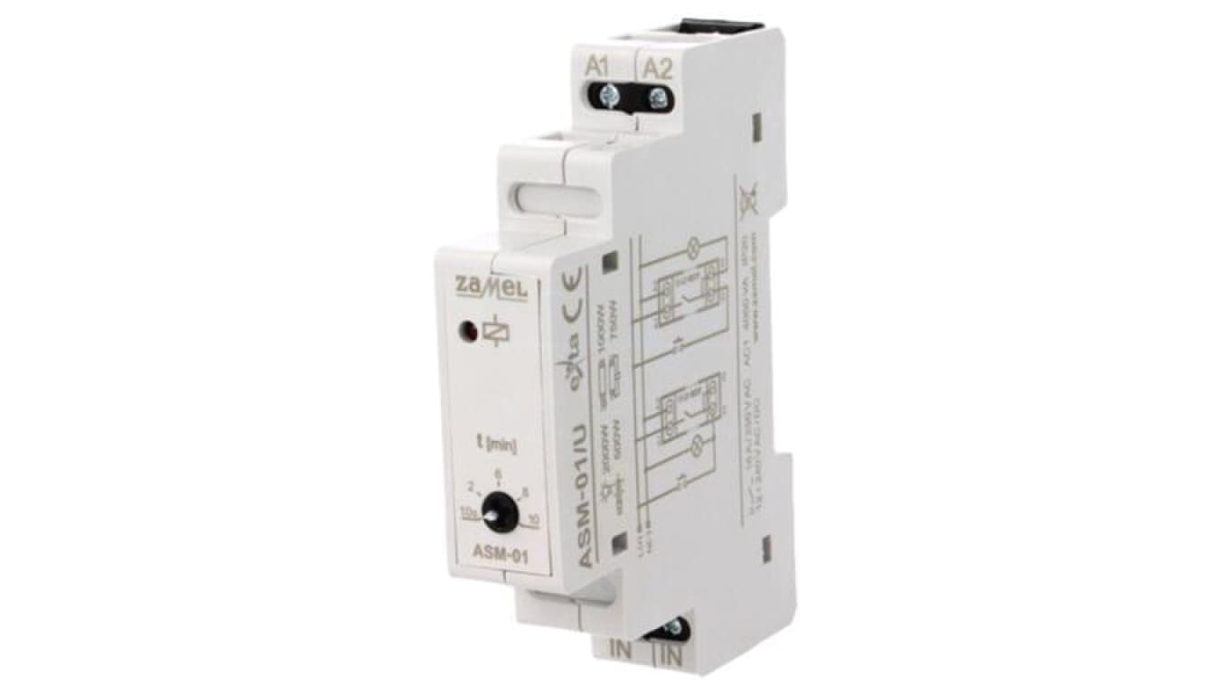 ASM-01/U Automat schodowy, na szynę DIN, 12÷240VAC, 12÷240VDC, SPST-NO