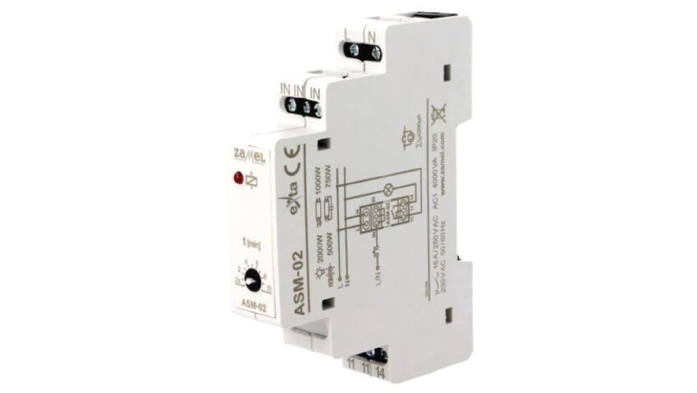 ASM-02 Automat schodowy, na szynę DIN, 230VAC, SPST-NO, IP20, 16A