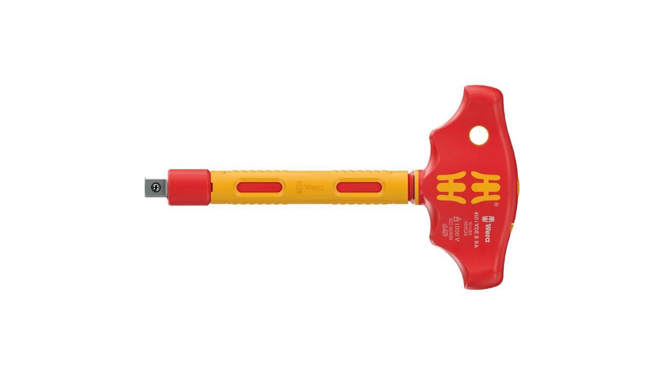 Adapter, rękojeść poprzeczna z funkcją grzechotki 3/8 do kluczy nasadowych izolowany VDE WERA