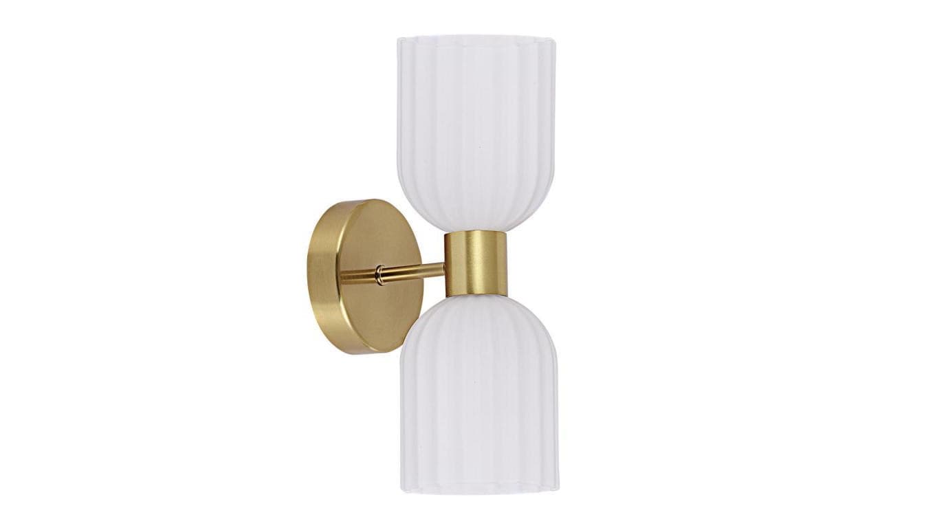 Kinkiet góra dół z ozdobnymi szklanymi kloszami z serii Piega do salonu LP-939/2W white Light Prestige