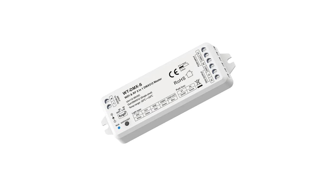 Konwerter sygnału sterowania WiFi/2,4Ghz (DMX512) Skydance - 12-36VDC - 5w1 - WT-DMX-S