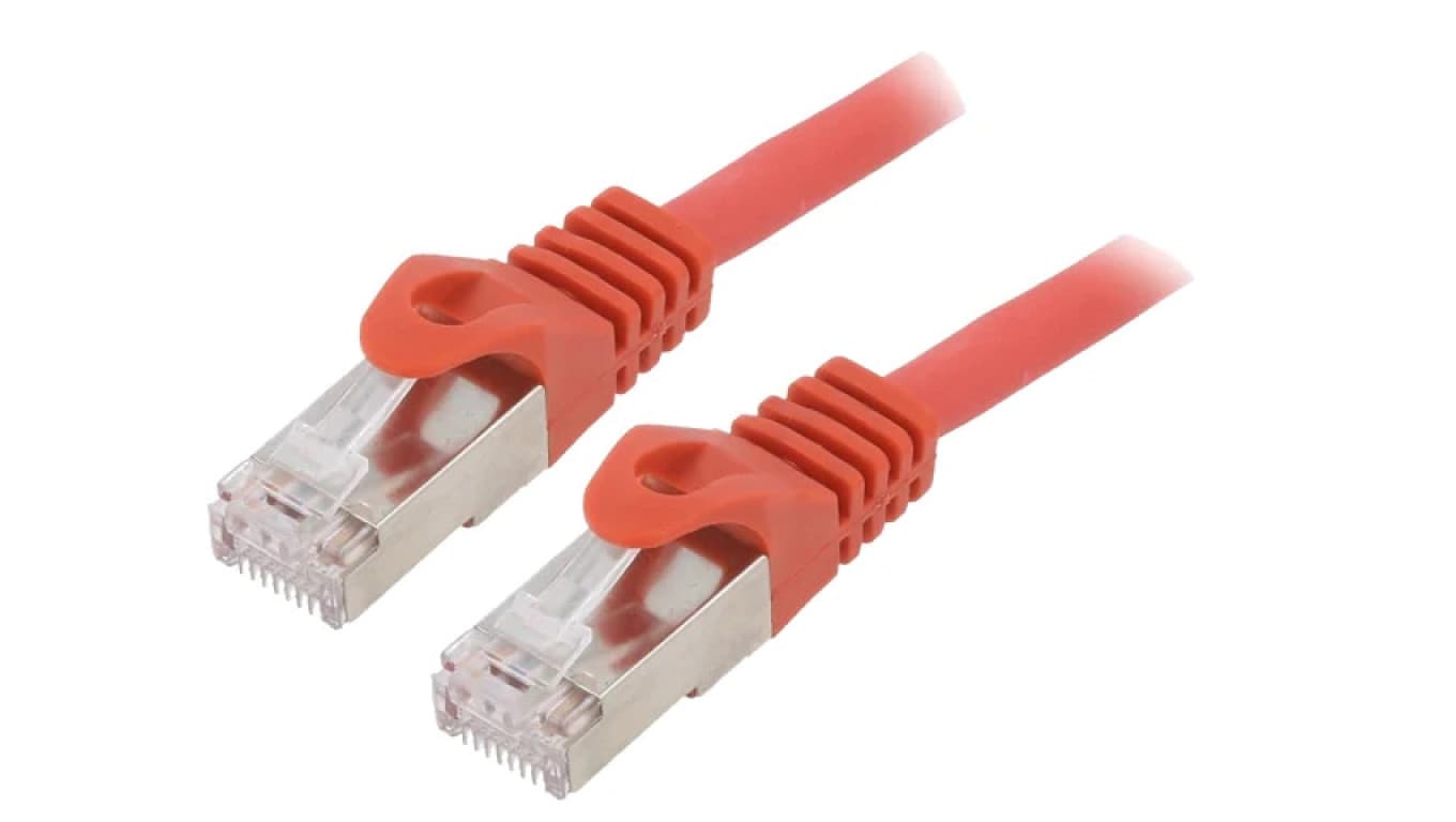 PP6A-LSZHCU-R-5M Patch cord S/FTP 6a drut Cu LSZH czerwony 5m 27AWG