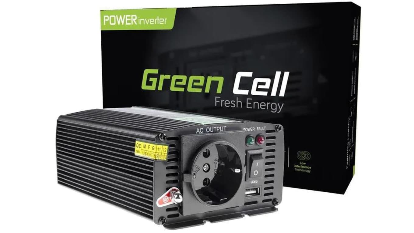 PRZETWORNICA NAPIĘCIA INWERTER Green Cell 12V -igt/br 230V 300W/600W MODYFIKOWANA SINUSOIDA INV01DE
