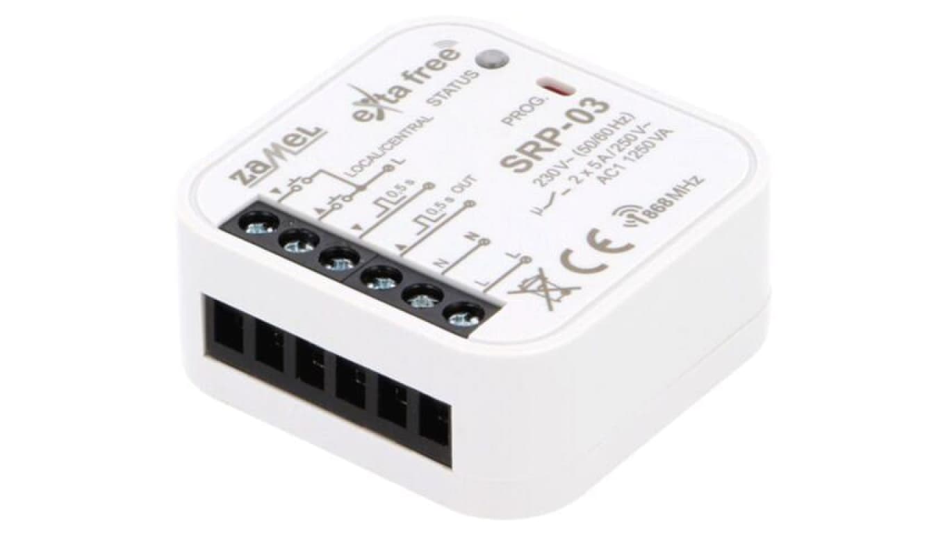 SRP-03 Sterownik rolet, dopuszkowy, 230VAC, NO x2, IP20, Ipracy max: 5A