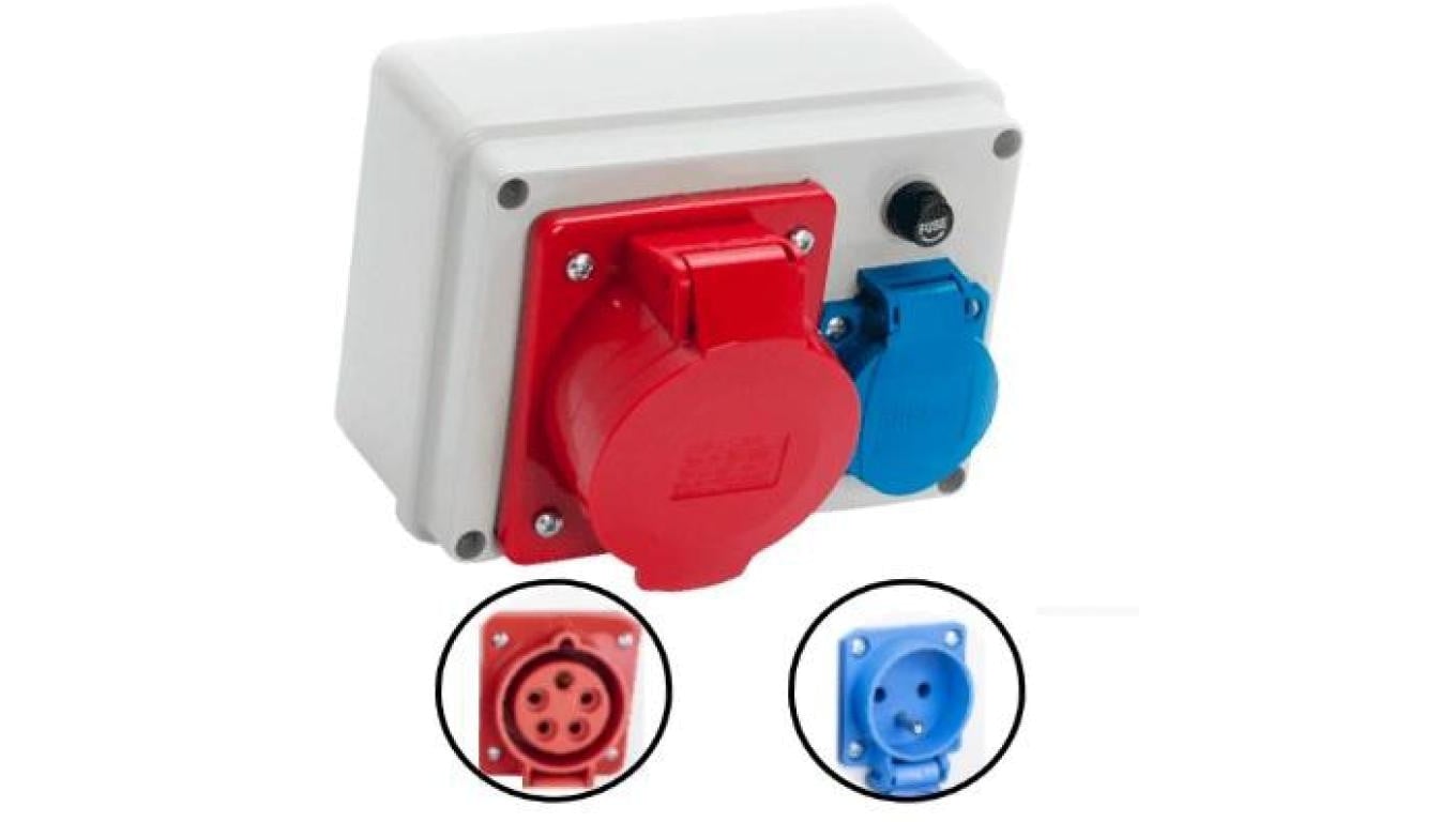 VIPLAST Rozdzielnica Gniazdo 32/5+250V+ Szklany Bezpiecznik