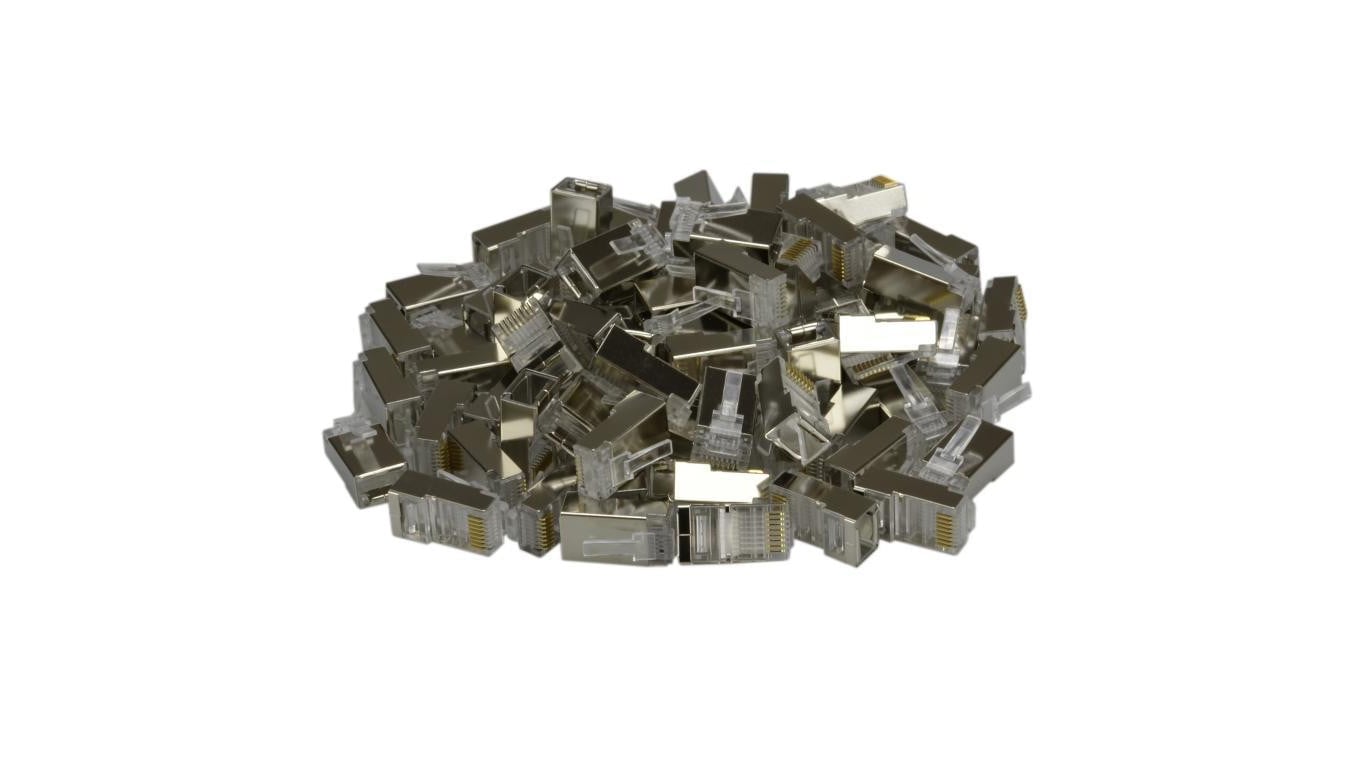 Wtyk modularny RJ45 8P8C kat.6 ekranowany FTP uniwersalny drut linka NEKU opakowanie WORECZEK 100szt.