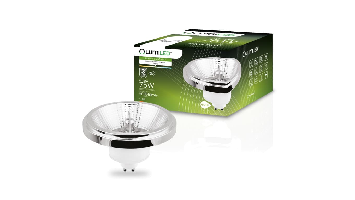 Żarówka LED ES111 GU10 10W = 75W 1055lm 4000K Neutralna 38 Srebrna LUMILED