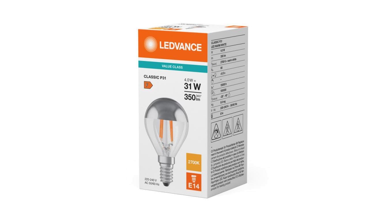 Żarówka LED P45 E14 4W = 31W 350lm 2700K Ciepła Biała FILAMENT LEDVANCE