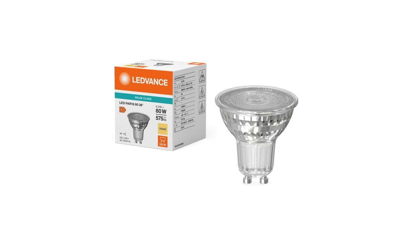 Żarówka LED PAR16 GU10 6.9W = 80W 575lm 3000K Ciepła Biała 36 LEDVANCE