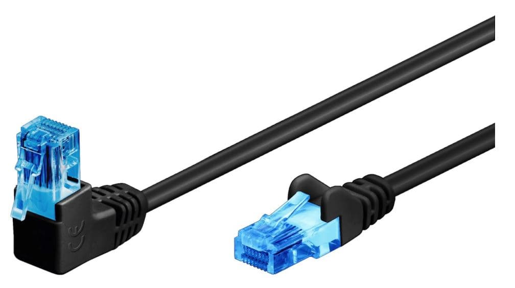 patchcord CAT 6A U/UTP kątowy 1x 90, czarny, 0,50m 51528