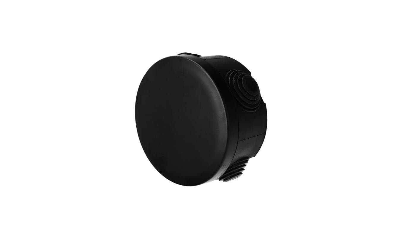 Puszka hermetyczna 80x45mm natynkowa z dławikami,bezhalogenowa, odporna na UV, zamknięcie na klik IP55 czarny