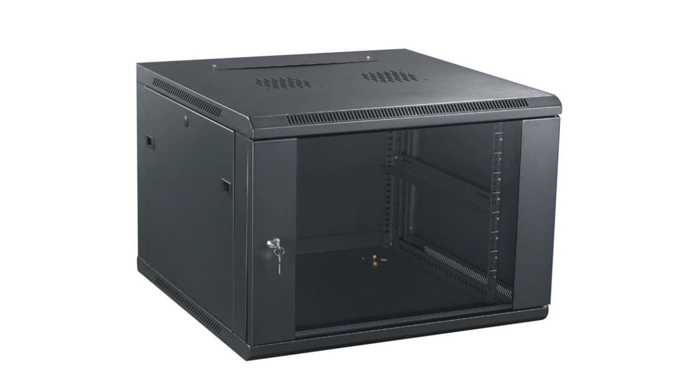GT Networks Szafa 19” StandardLINE wisząca 15U 600x600mm czarna drzwi blacha-szkło boki demontowalne