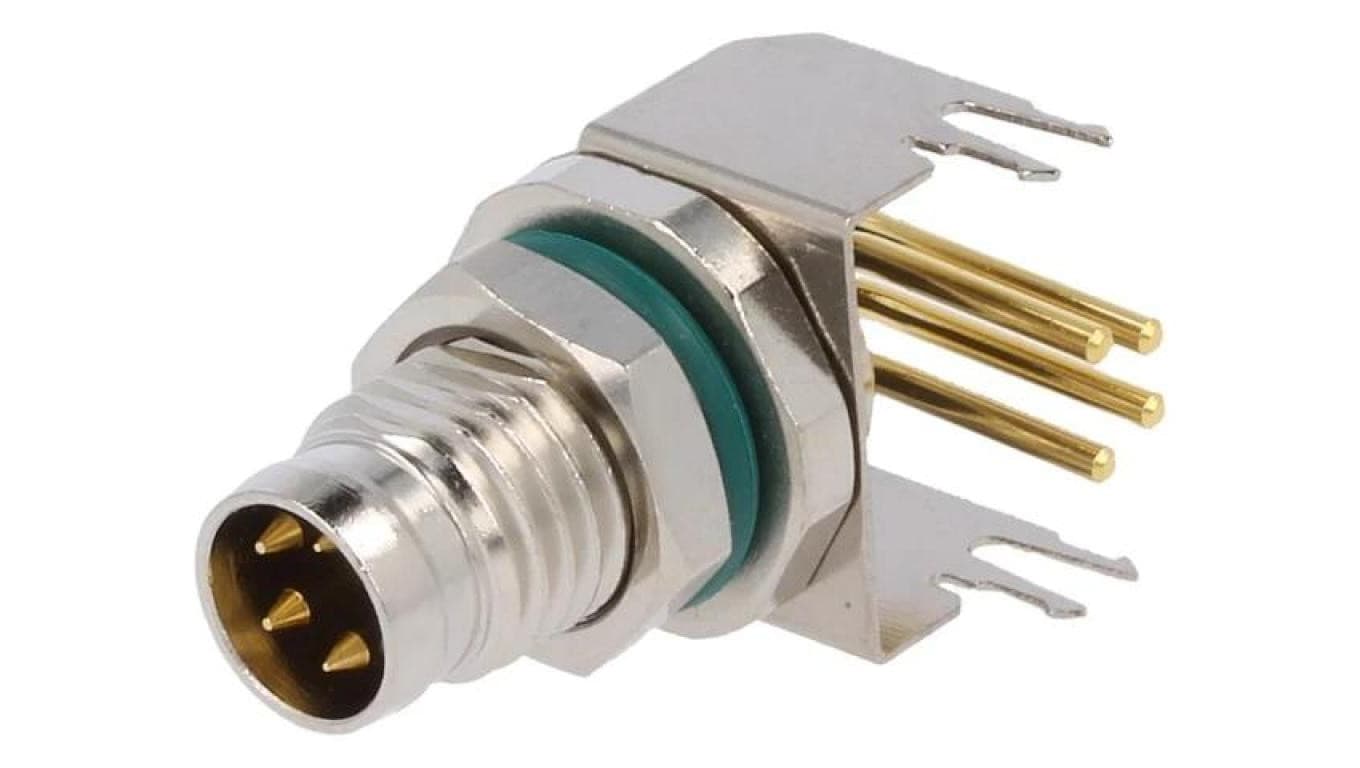 M8S-04PMMR-SF8001 Złącze M8 męski 4PIN kątowe 90 gniazdo 4A IP68 30V metal
