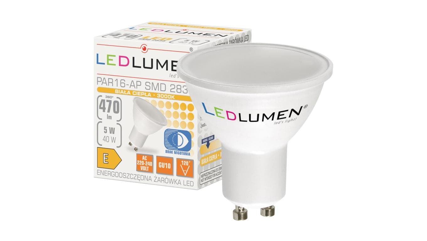 Żarówka LED PAR16-AP GU10 5W 2835 LED WW