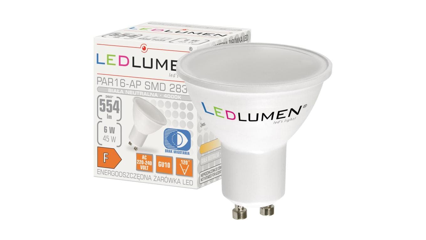 Żarówka LED PAR16-AP GU10 6W 2835 LED NW