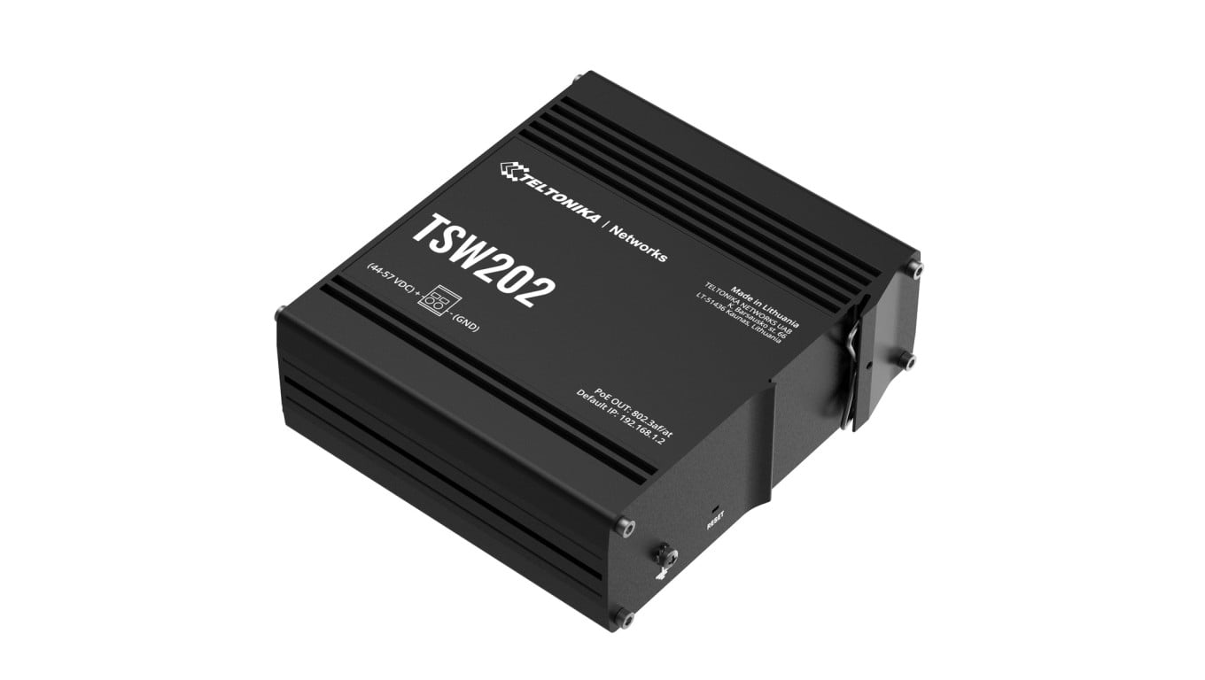 Switch 8x RJ45 1000Mb/s, 2x SFP, 2-pin DC. L2, zarządzalny Teltonika TSW202