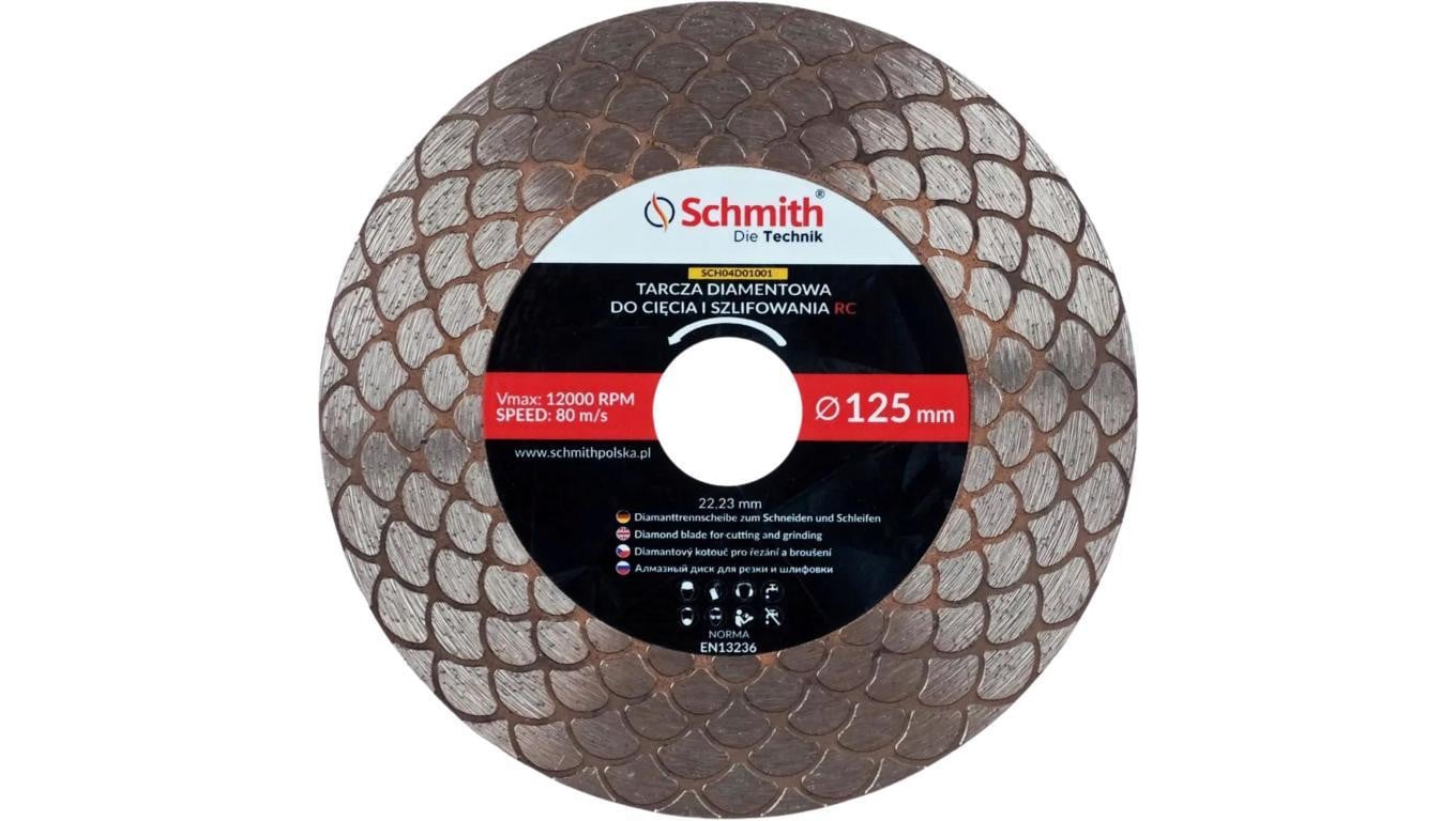 Tarcza diamentowa 125 do cięcia szlifowania RC z redukcją kąt 45 st. Schmith