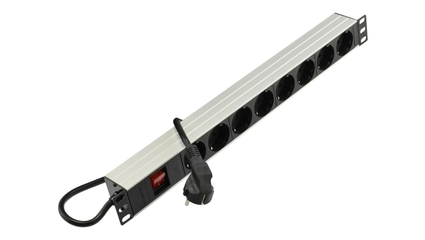 Listwa zasilająca RACK 19 1U 8 gniazd Schuko z wyłącznikiem