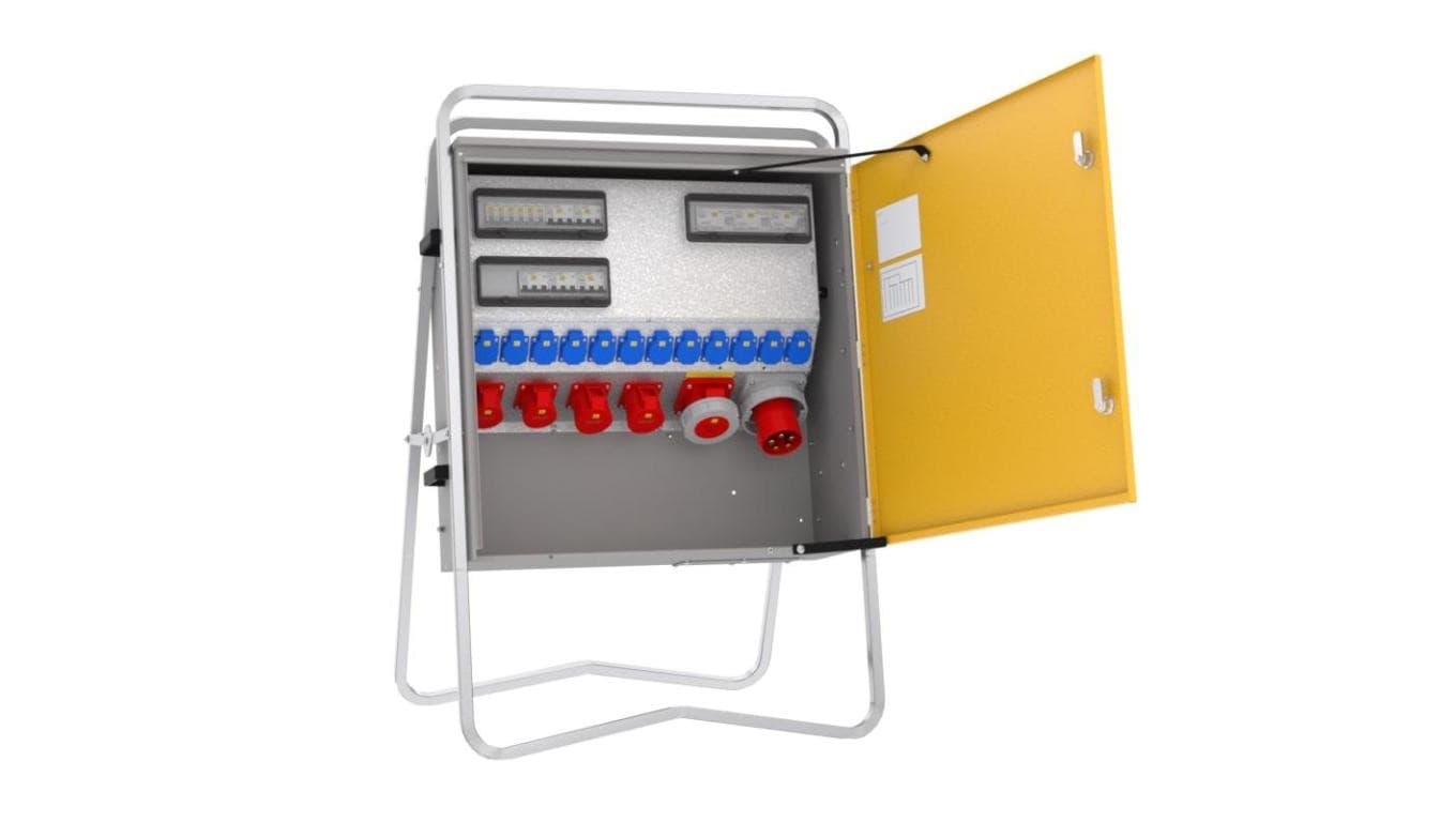 Rozdzielnica budowlana elBOX-XL W125-01220C wtyk CEE 125A-5P gn: 12xGK 230V 16A 2x16A 2x32A 1x63A 3xRCCB