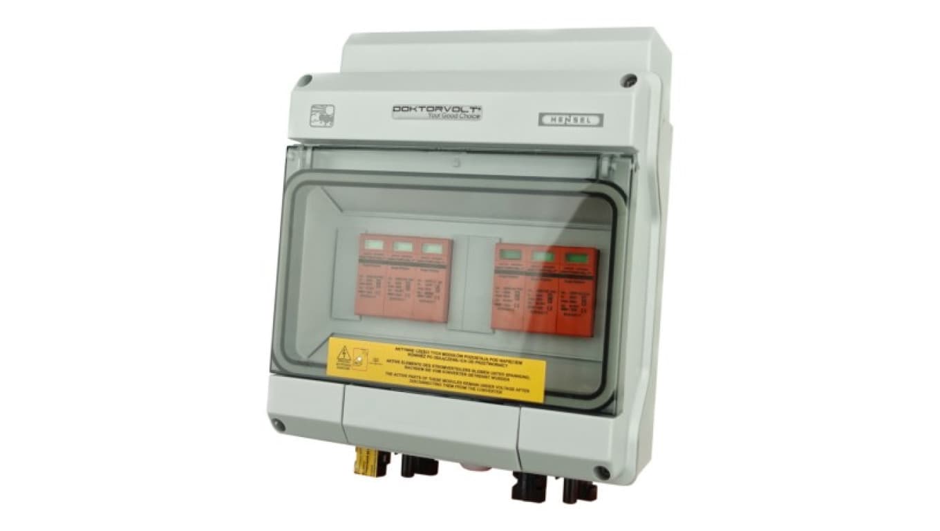 Rozdzielnica fotowoltaiczna solarna PV DC 1000V T1 T2 40kA 2-stringowa MC4 IP65 Doktorvolt 4593