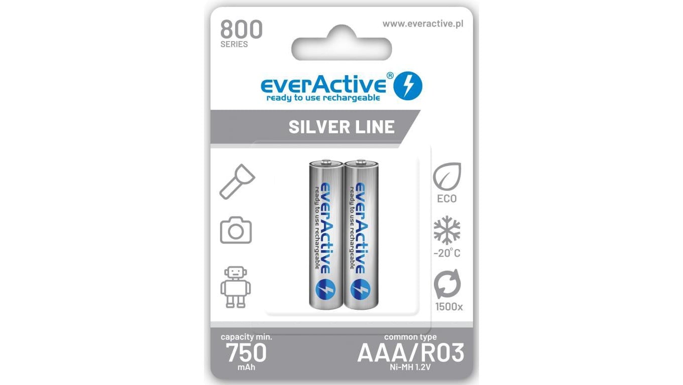 Akumulator Ni-MH R03 AAA 800mAh 1.2V R2U SILVER LINE /2szt./
