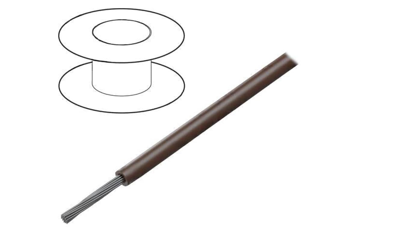 Przewód HookUp Wire linka Cu d: 26AWG PTFE brązowy 250V 30,5m 2843/19 BR005