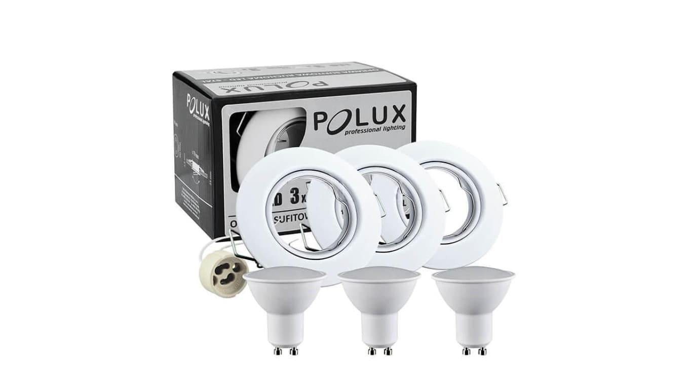 3x Oprawa ruchoma Goldlux okrągła biel + żarówka LED GU10 3.5W