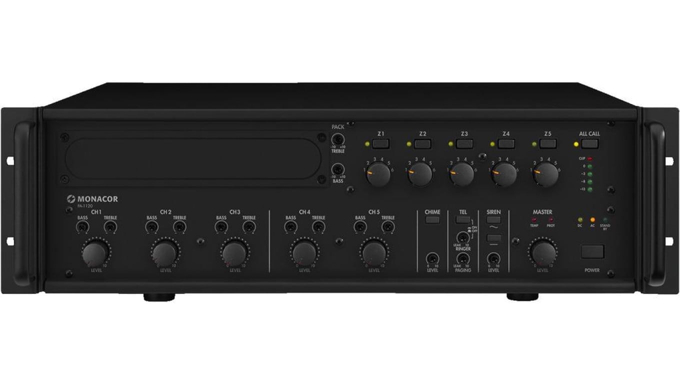 Wzmacniacz miksujący 5-strefowy PA mono 120W PA-1120