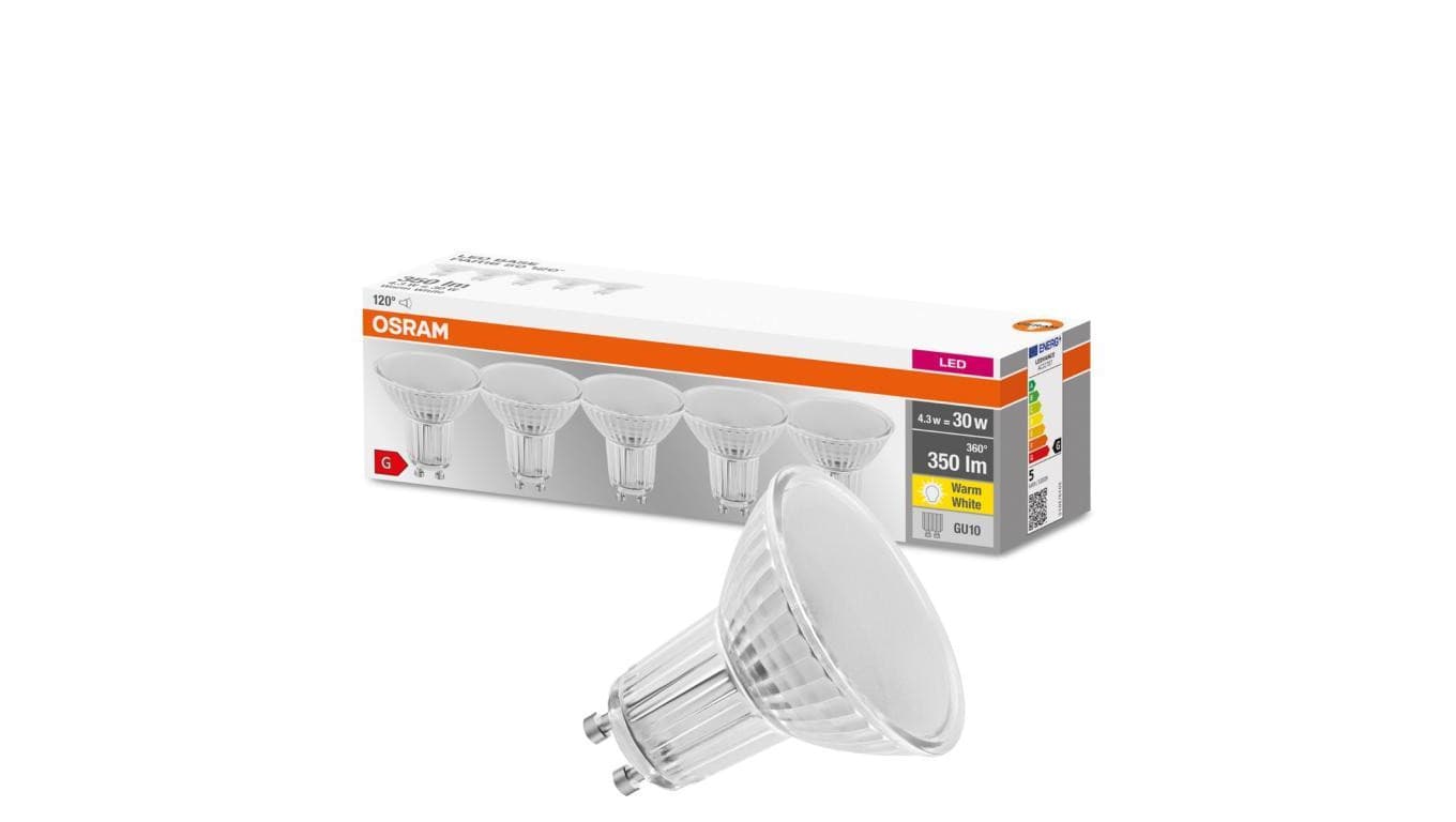 5PAK Żarówka LED GU10 4,3W = 50W 350lm 2700K Ciepła 120 OSRAM Base