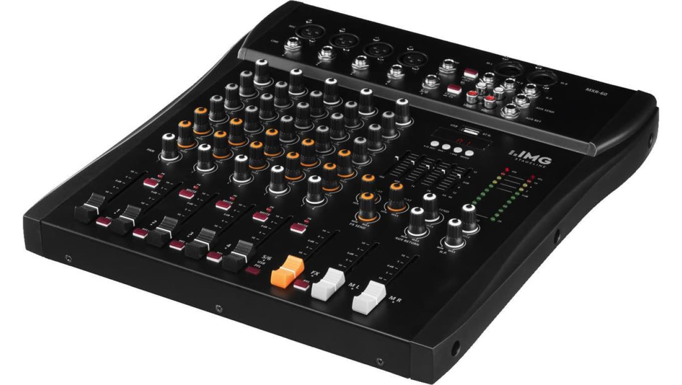 6-kanałowy mikser audio z wbudowanym odtwarzaczem MP3 oraz odbiornikiem Bluetooth MXR-60
