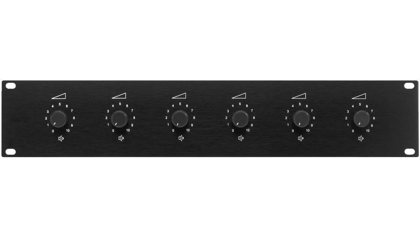 6-strefowy regulator głośności do montażu w racku 482mm (19) 6x100W RACK ATT-19100