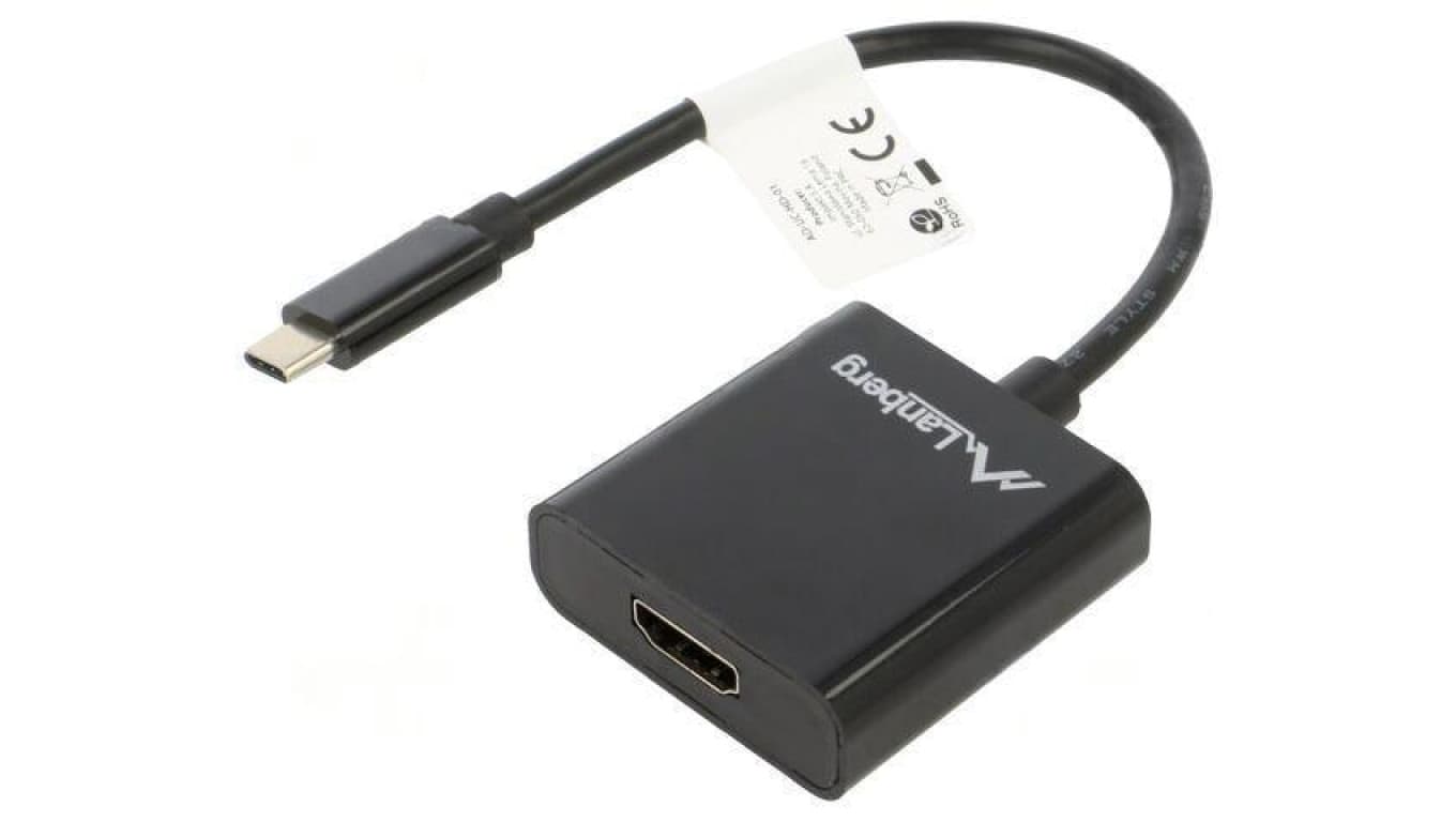 Adapter USB 3.1 HDMI gniazdo,USB C wtyk niklowany 0,15m ABS AD-UC-HD-01