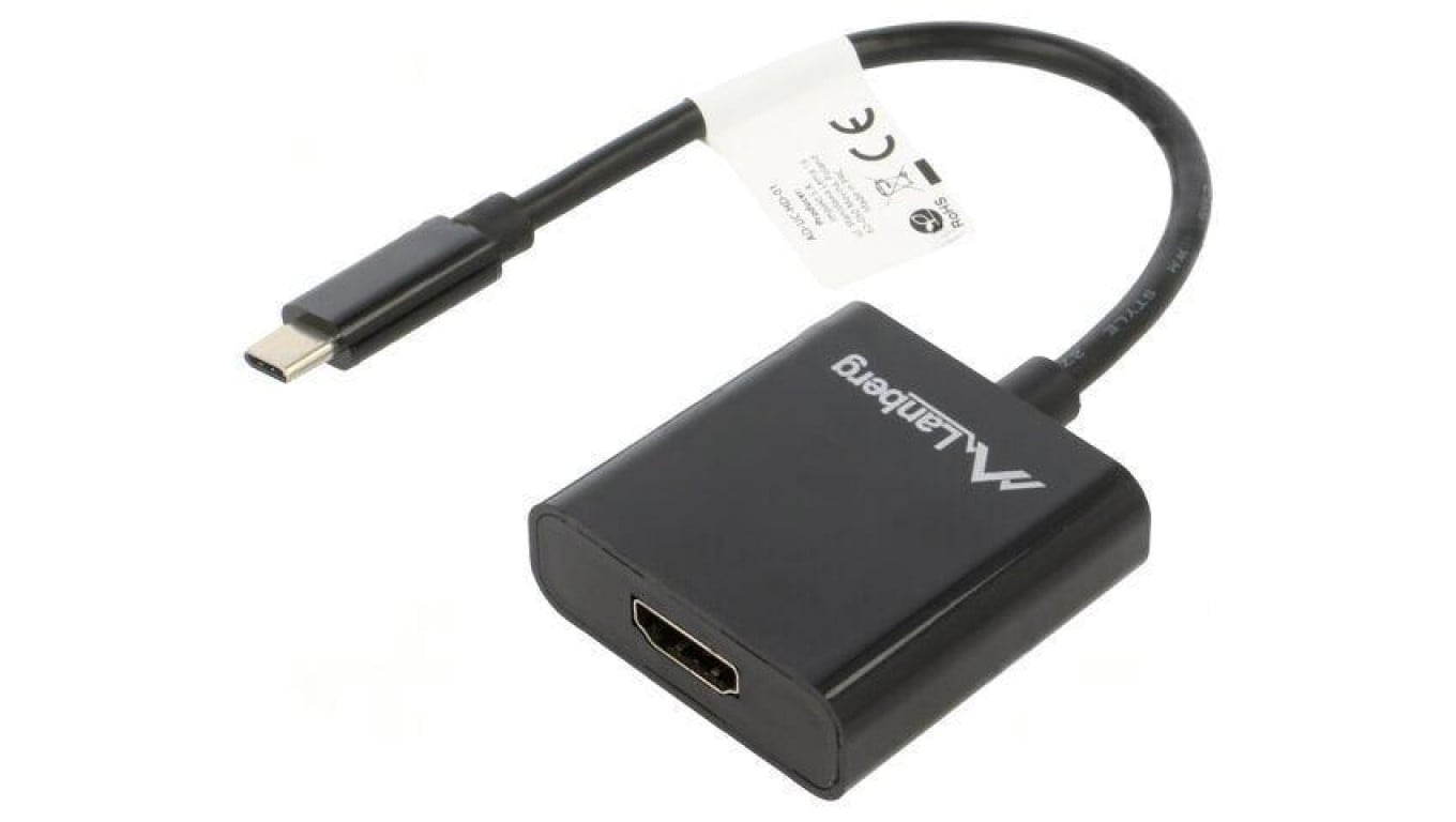 Adapter USB 3.1 HDMI gniazdo,USB C wtyk niklowany 0,15m ABS AD-UC-HD-01