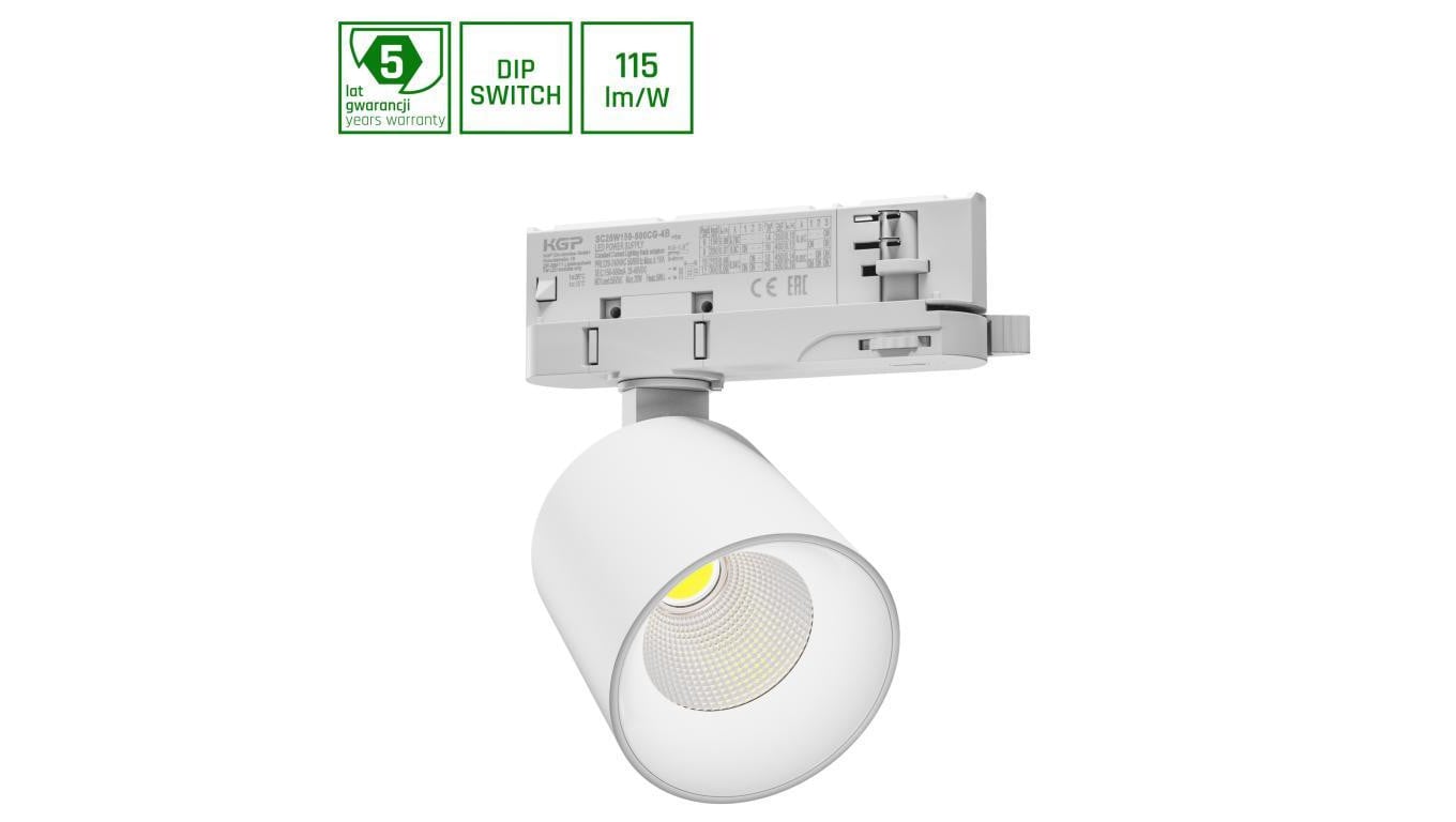 Projektor na szynoprzewód ARTEMIDA MINI 6.5-20W 3000K 36/60st. biały 5 lat gw.