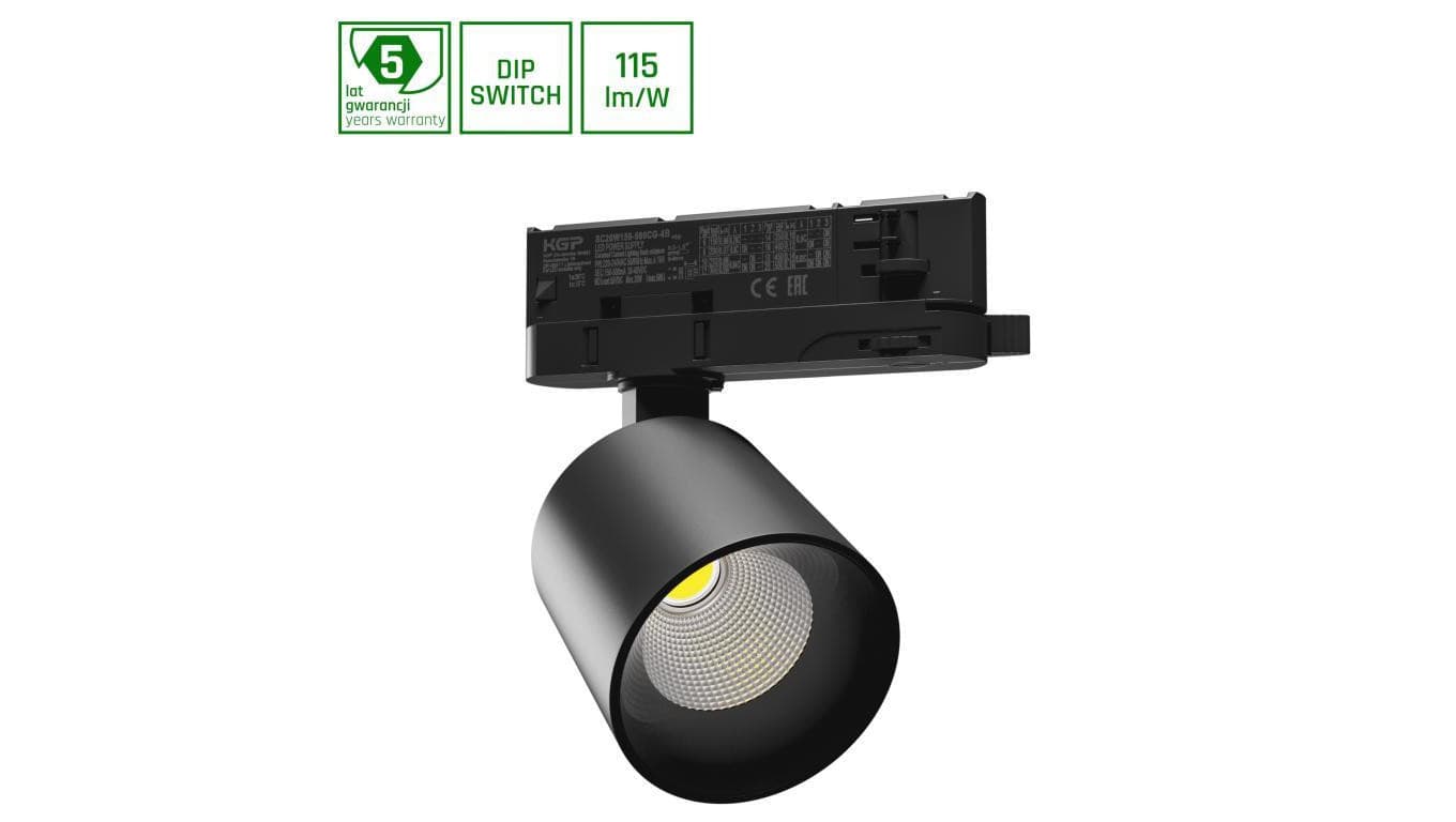 Projektor na szynoprzewód ARTEMIDA MINI 6.5-20W 3000K 36/60st. czarny 5 lat gw.