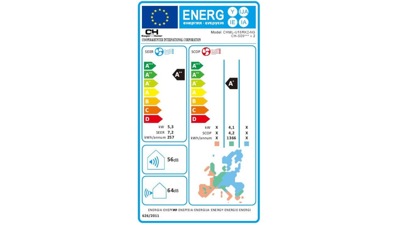 Agregaty Multi Split (seria -NG) CHML-U18RK2-NG, 5,3 kW, 5 lat gwarancji, Grzanie i Chłodzenie, 1-2 jednostki wewnętrzne