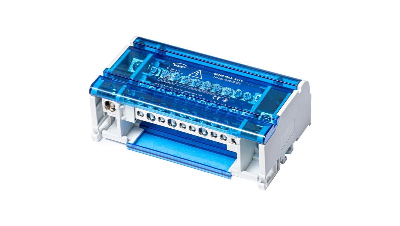Blok rozdzielczy modułowy ShNK Listwa łączeniowa 4x11 125A na szynę DIN TH35 11x (1x 35mm2 + 3x 25mm2 + 7x 6mm2) SIMET