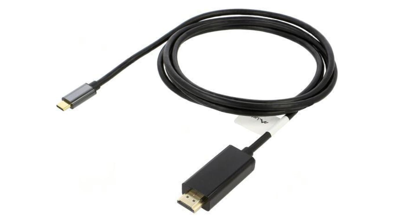 Adapter USB 3.2 HDMI wtyk,USB C wtyk złocony 1,8m czarny CA-CMHD-10CU-0018-BK