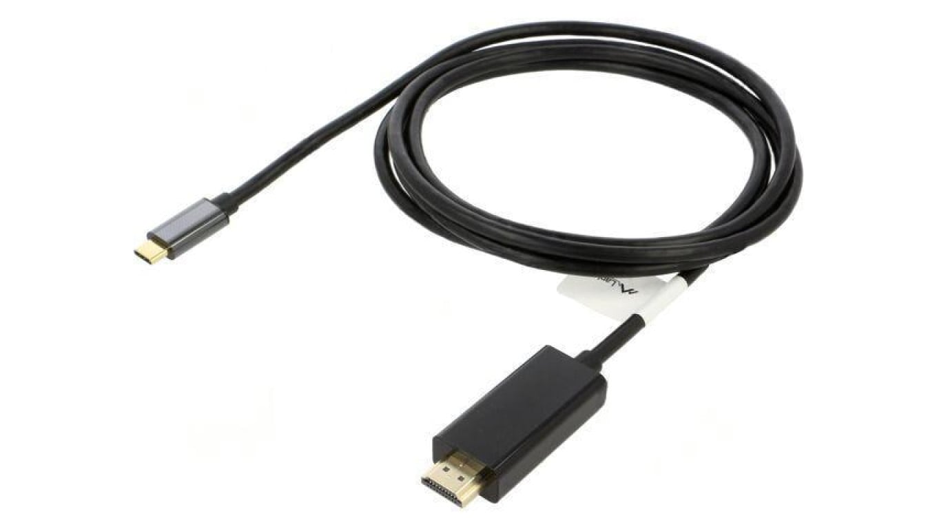 Adapter USB 3.2 HDMI wtyk,USB C wtyk złocony 1,8m czarny CA-CMHD-10CU-0018-BK