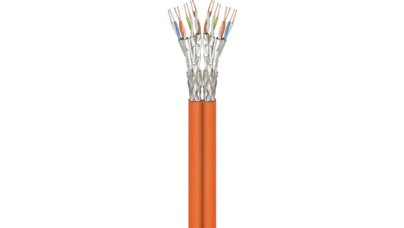 CAT 7A kabel sieciowy duplex, S/FTP (PiMF), Pomarańczowy - Długość kabla 100 m