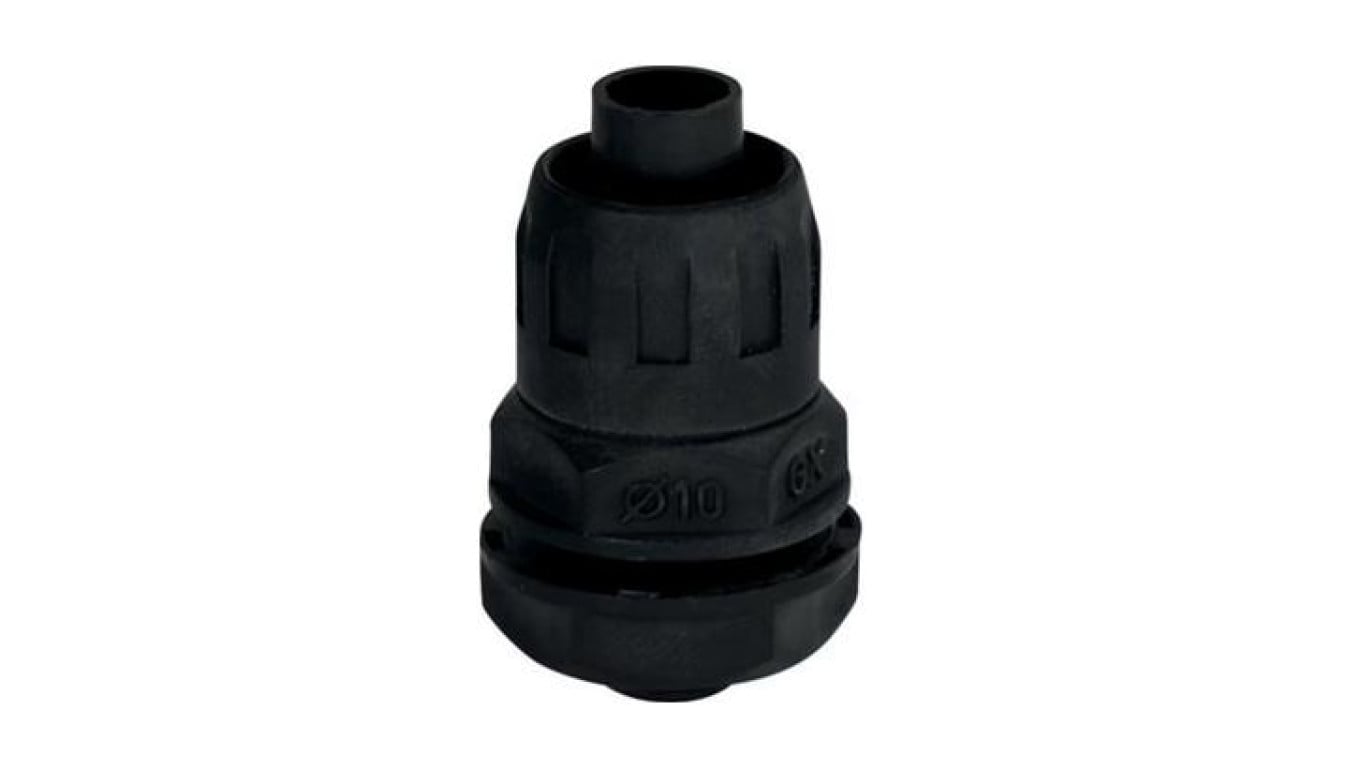 Dławik Dławnica do rur karbowanych giętkich GUS fi: 10mm PG9 IP65 czarna