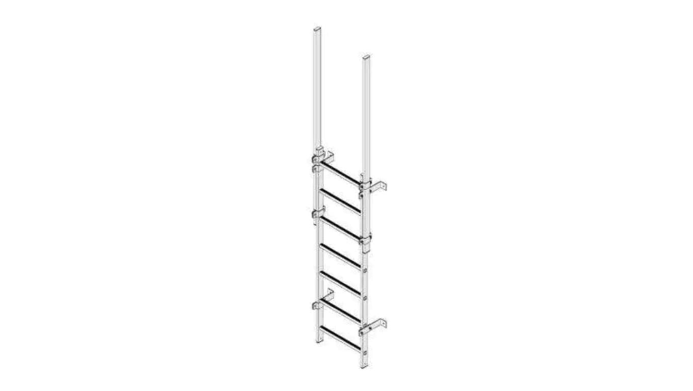 Drabina Ewakuacyjna Aluminiowa, Pionowa, Zestaw 2,830m uchwyt 16cm CRYNOLINE
