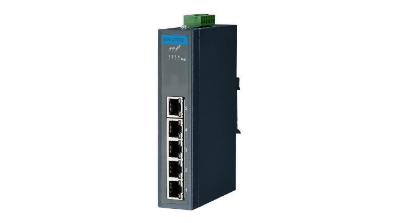 5FE Niezarządzalny przemysłowy PoE Switch W/T EKI-2705E-1GPI-A