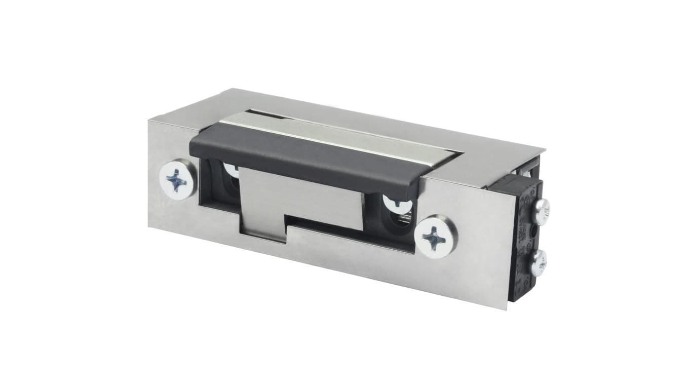 Elektrozaczep BIRA ES1-005-KZ do furtek, ze stalowym zaczepem, niskoprądowy z monitoringiem 12V DC