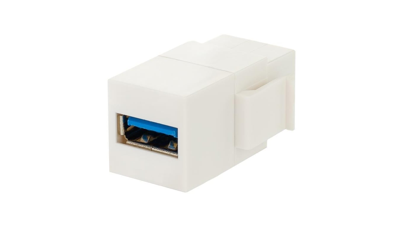 Gniazdo komputerowe USB 3.0 A / A moduł typu keystone biały Mediabox