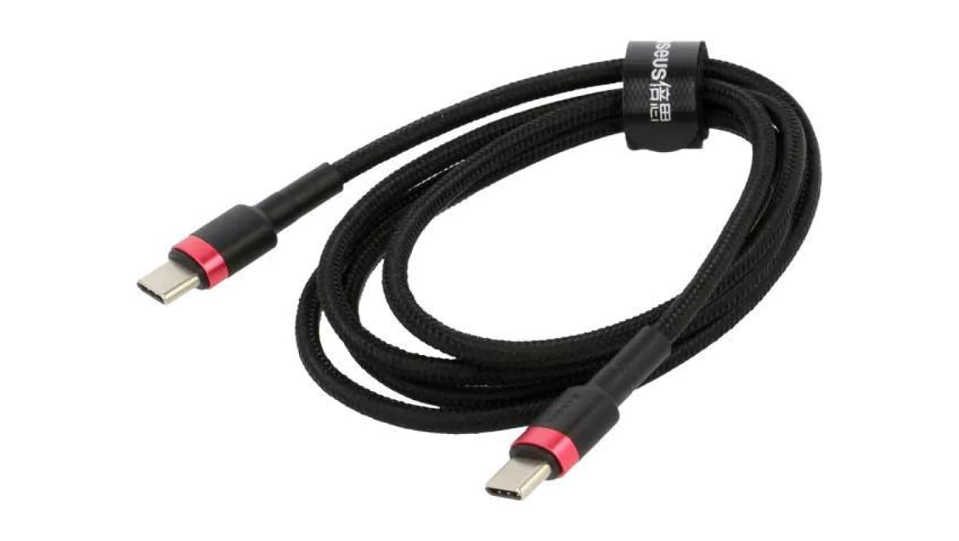 Kabel USB C wtyk z obu stron 1m czarny tekstylny 60W CATKLF-G91