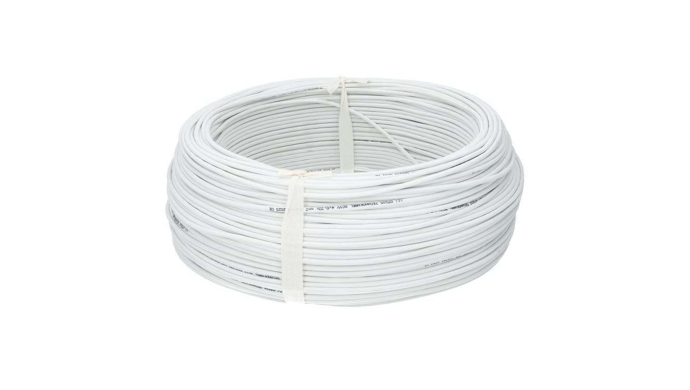 Kabel alarmowy SCYY 4x0,22mm2 biały 150V domofonowy linka Technokabel /500m/