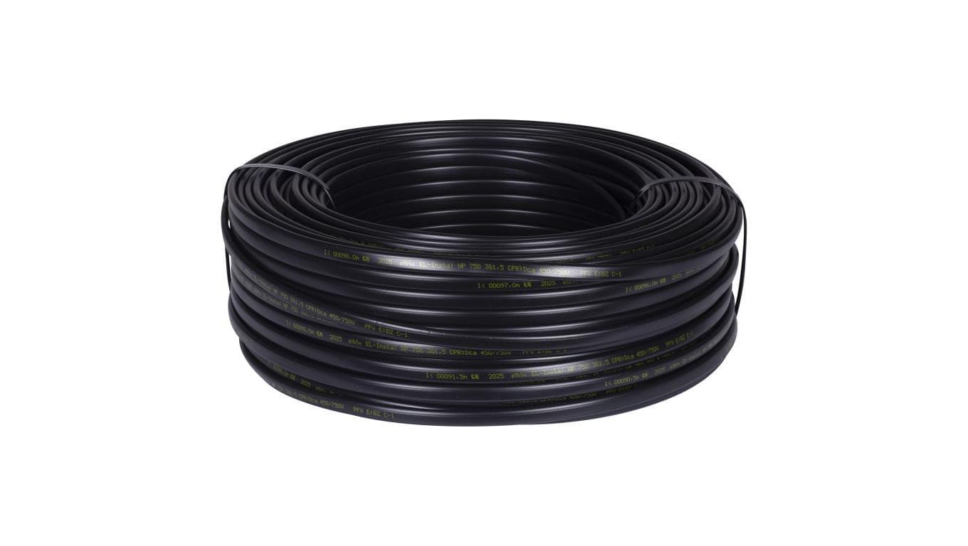 Kabel instalacyjny płaski EL-Instal NP YDYp 3x2,5mm2 czarny 450/750V uniepalniony Dca drut Eltrim /100m/