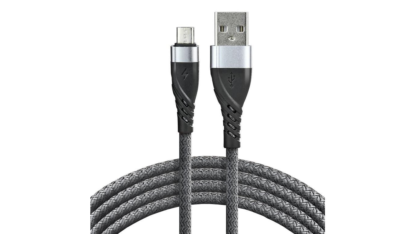 Kabel przewód pleciony USB - micro USB everActive CBB-1MG 100cm z obsługą szybkiego ładowania do 2,4A szary